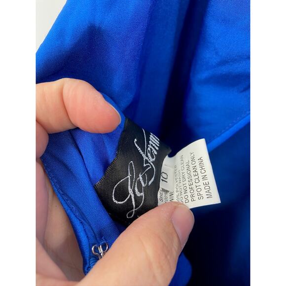 La Femme 28571 Royal Blue Satin Empire Waist Sleeveless Formal Gown Size 10 NWT - Picture 6 of 8